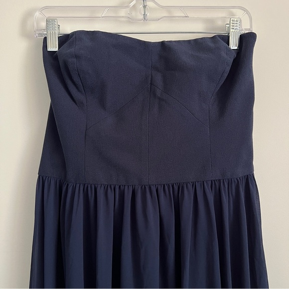 Dress The Population Ella Strapless Crepe Chiffon Gown in Midnight Blue-Size L - Picture 5 of 9